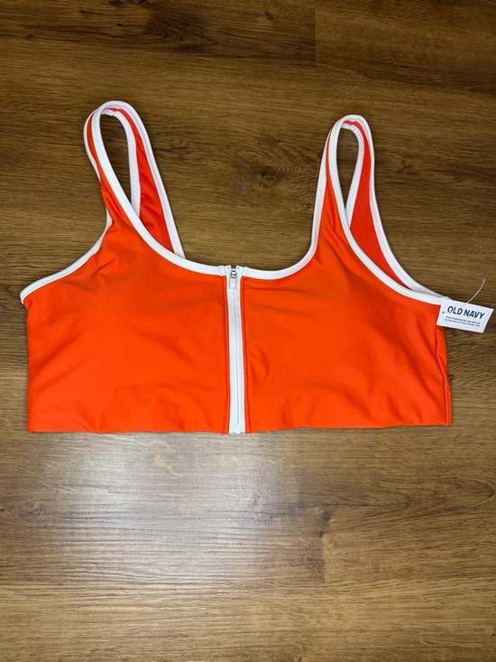 Old Navy Other - Old Navy Swim Top Scoop Neck Zip Front Padded Stretch Orange Lake Pool Womens XL